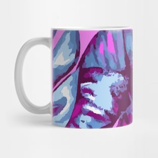 Tropical Leaves Of Banana and Monstera Blue Pink Cut Out Mug